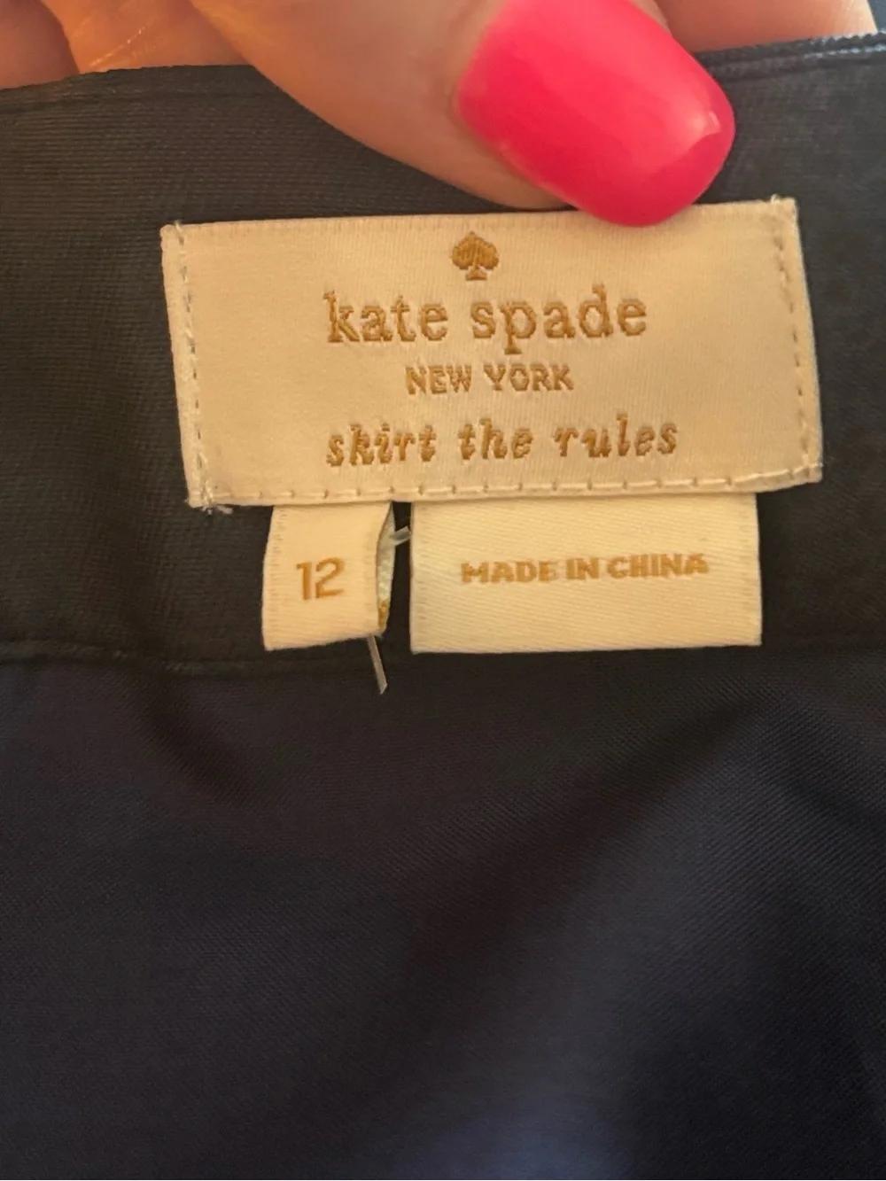 Kate Spade New York Skirt the Rules Watercolor Floral Pencil Skirt 12 Navy